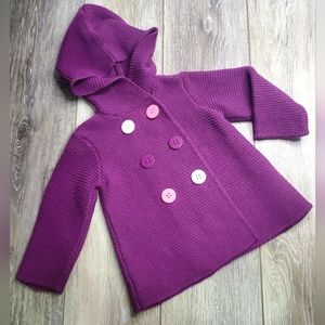 First Impressions baby girl dark plum hooded sweater jacket Size 3-6M